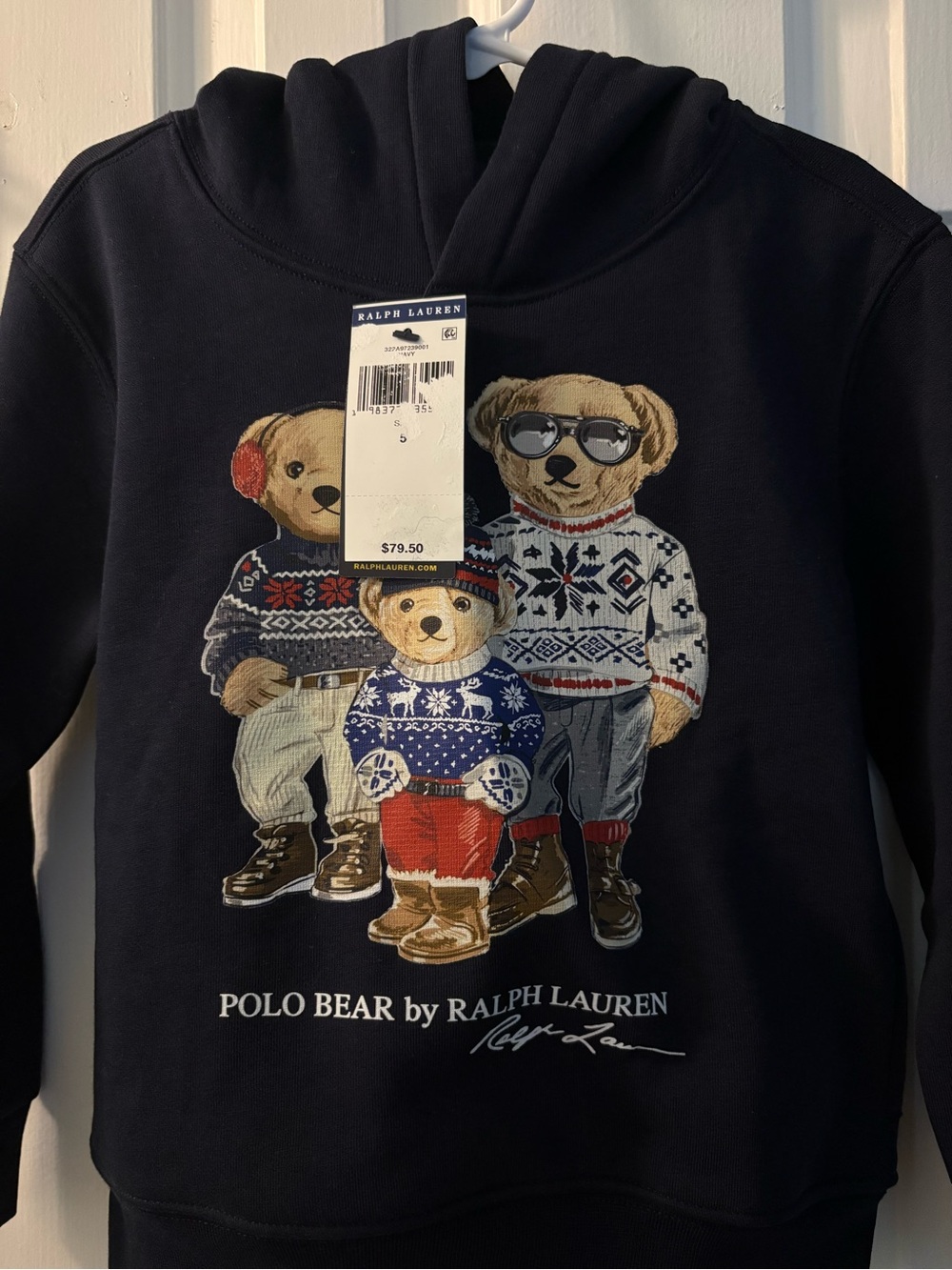 Ralph Lauren Navy Pullover Hoodie with Branded Tag